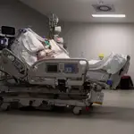 Un enfermo en una cama de la UCI del Hospital de Emergencias Isabel Zendal, Madrid