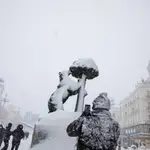 El centro de Madrid nevado por el temporal causado por la borrasca Filomena