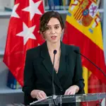 La presidenta de la Comunidad de Madrid, Isabel Díaz Ayuso, interviene en la inauguración de la nueva Biblioteca Princesa Leonor, en Boadilla del Monte