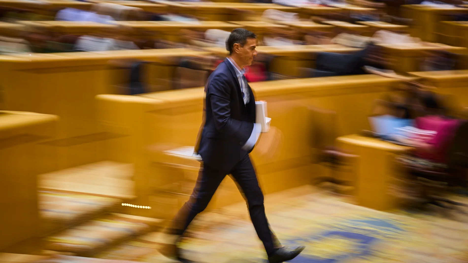 El Presidente del Gobierno, Pedro Sanchez, durante la sesión de control al Gobierno en el Senado.