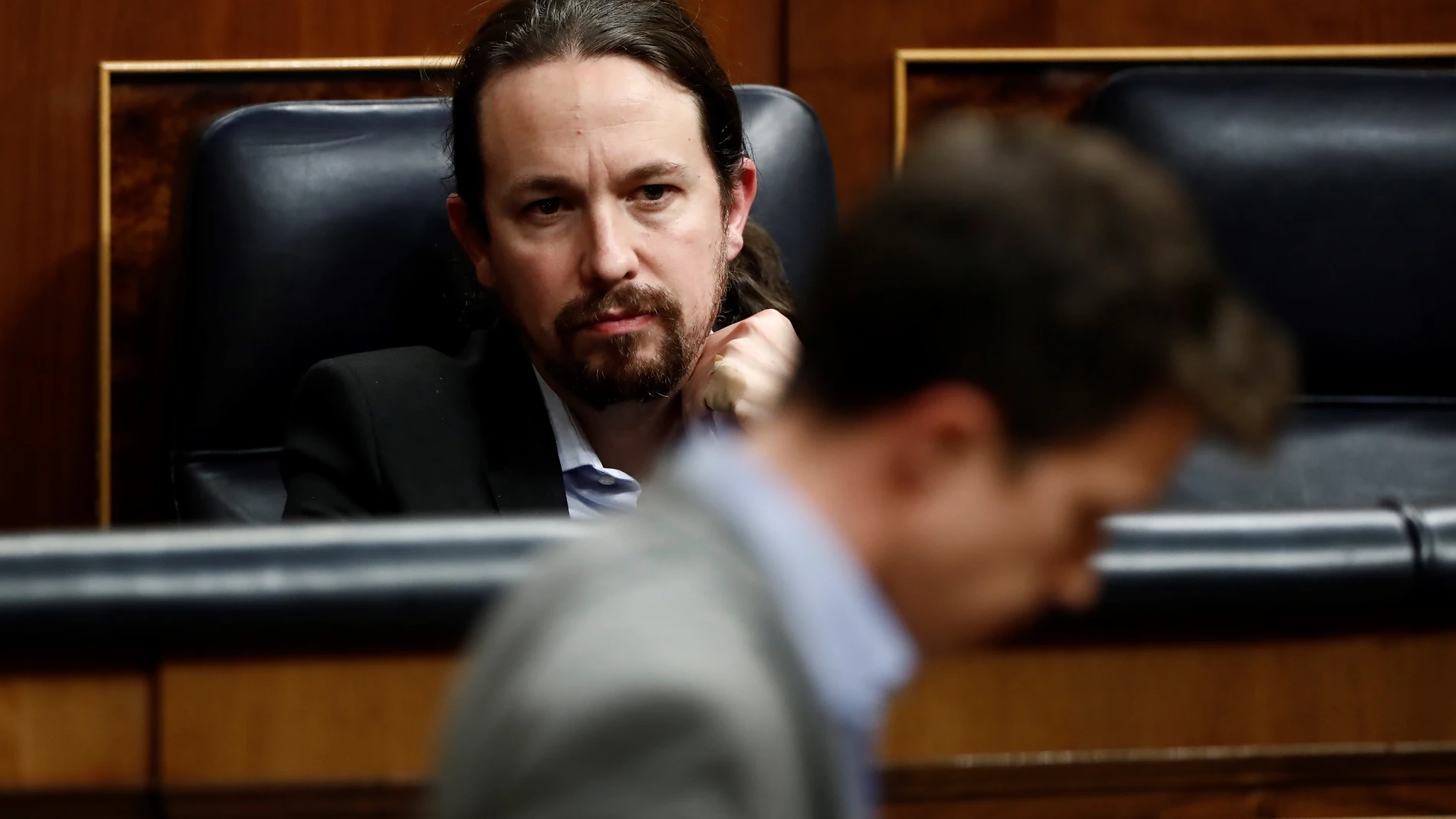 El líder de Unidas Podemos, Pablo Iglesias, e Íñigo Errejón, de Más País, la franquicia nacional de Más Madrid