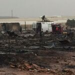 Vista de cómo ha quedado el asentamiento de Níjar donde se ha supuestamente provocado un incendio
