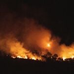 Imagen del incendio declarado en Quesada, en Jaén, que todavía está activo, pero controlado