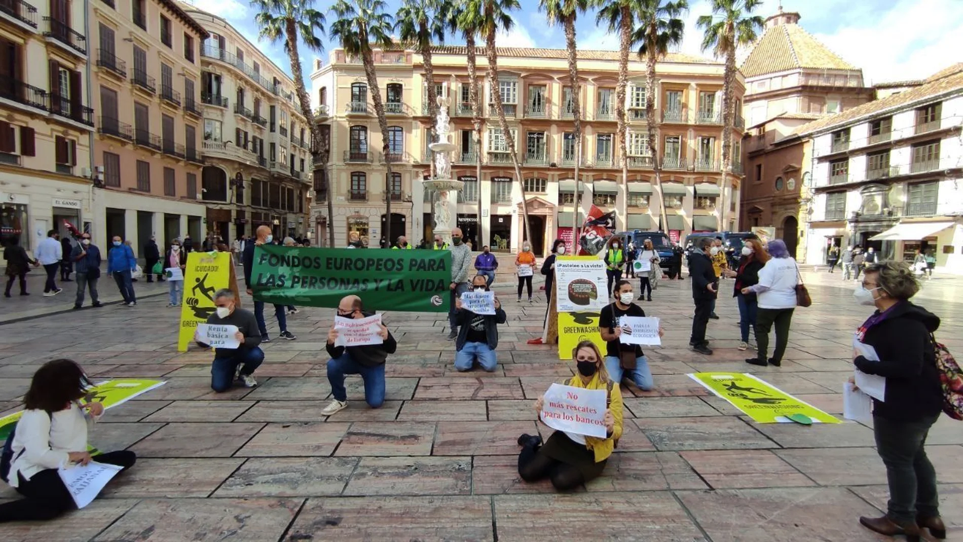 Imagen de la protesta que se ha llevado a cabo en la calle, respetando las medidas sanitarias