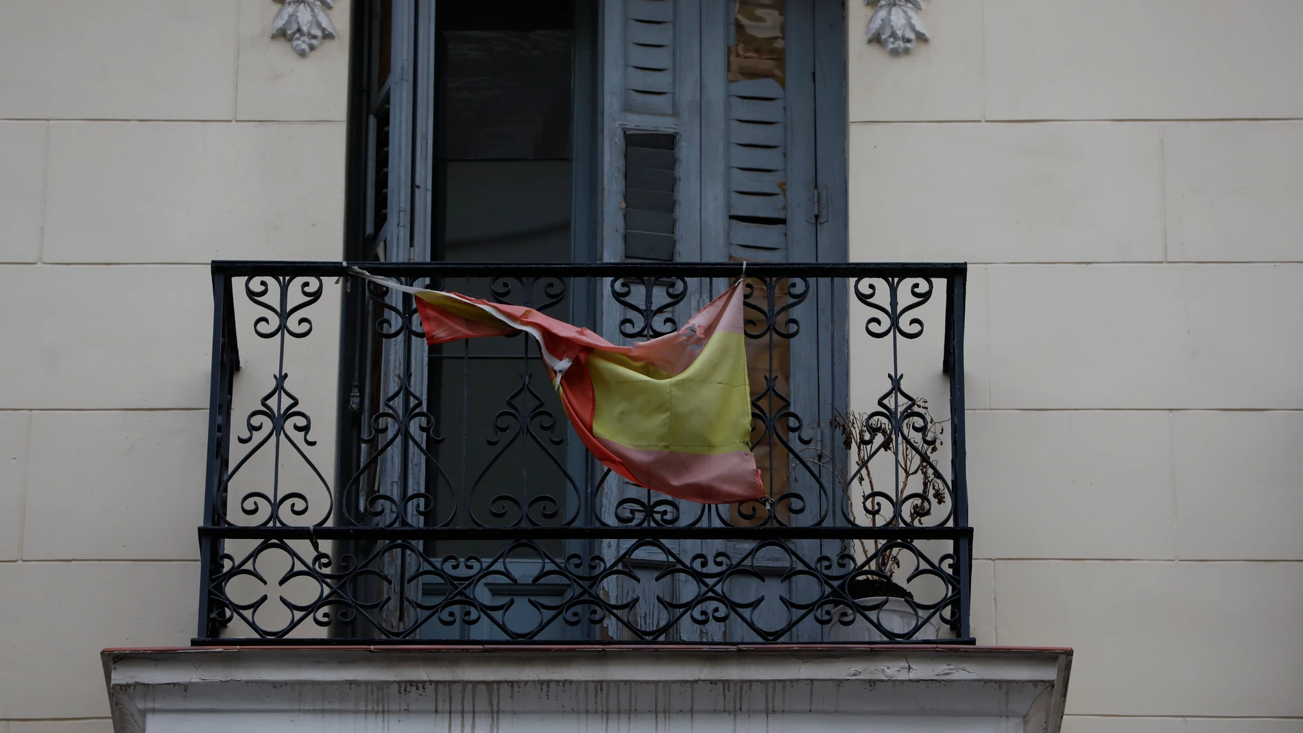 Banderas de España en los balcones del centro de Madrid