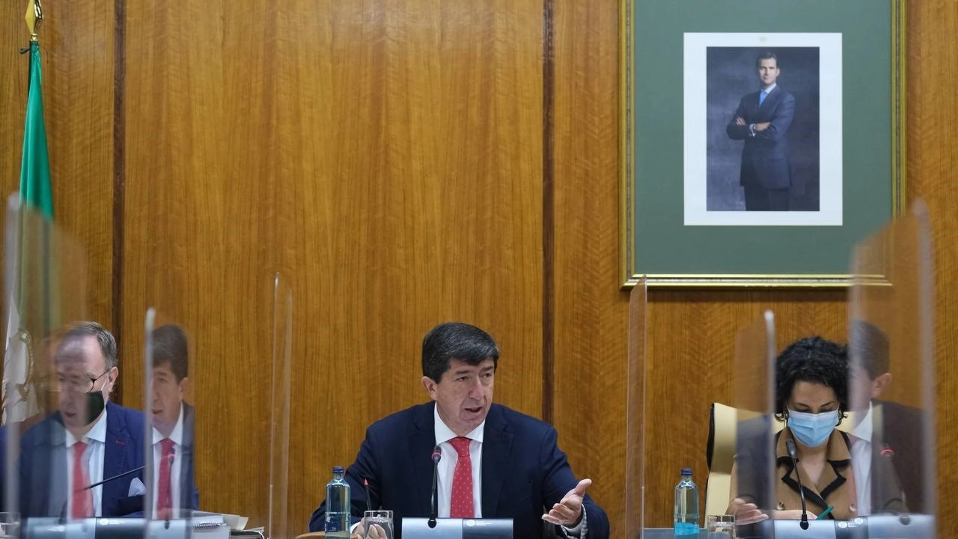 El vicepresidente de la Junta y consejero de Turismo, Juan Marín, este jueves en el Parlamento