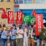 Imagen de una de las protestas convocadas por los sindicatos para exigir el pago de la productividad de 2019