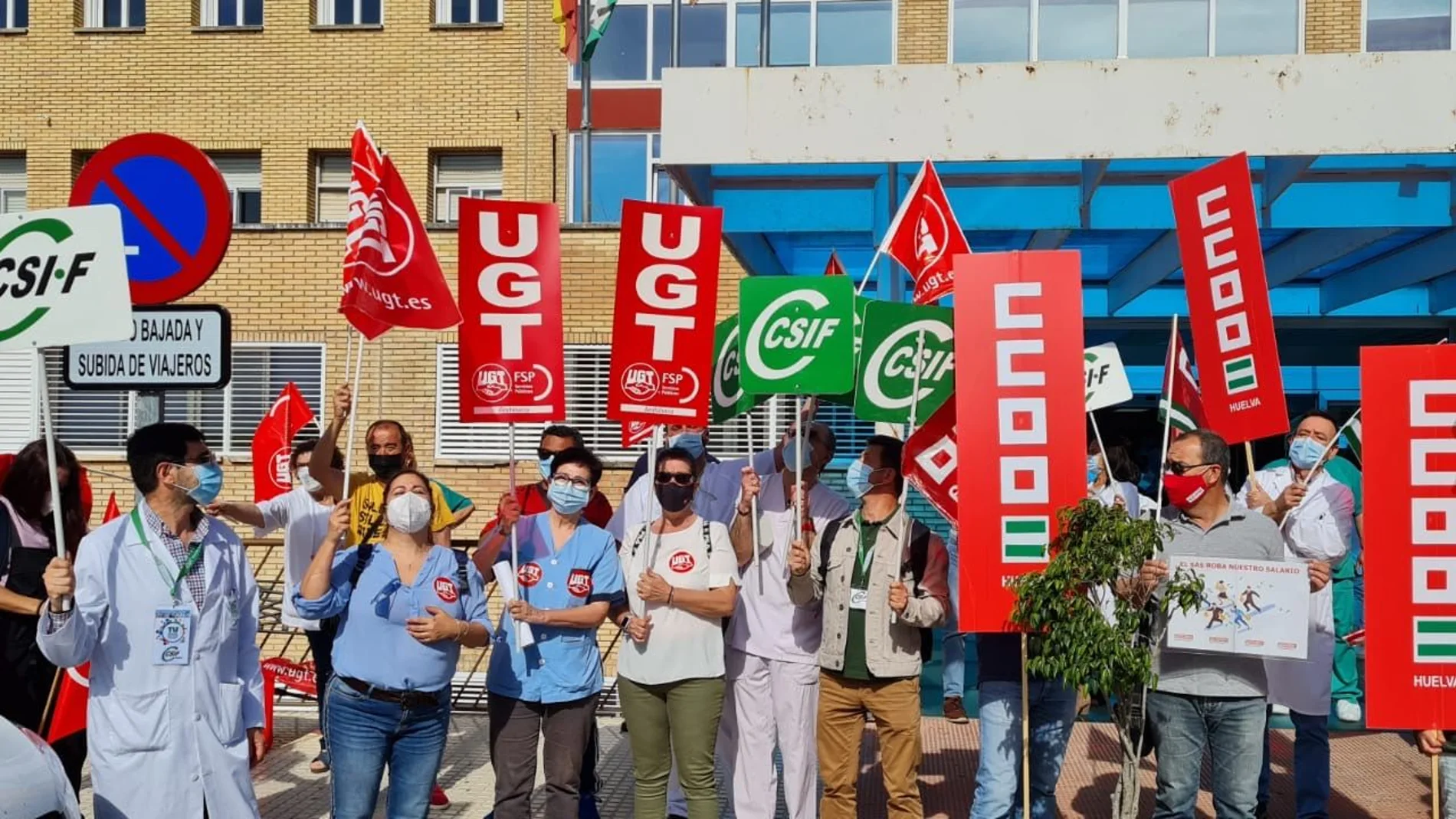 Imagen de una de las protestas convocadas por los sindicatos para exigir el pago de la productividad de 2019