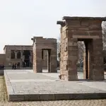 Templo de Debod del antiguo Egipto en el Parque del Oeste junto al Paseo del Pintor Rosales, en Madrid
