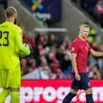 Haaland con Noruega en uno de sus últimos partidos con la selección