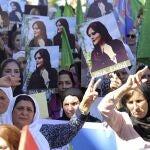 Una protesta por la muerte de Masha Amini en el norte de Siria este lunes