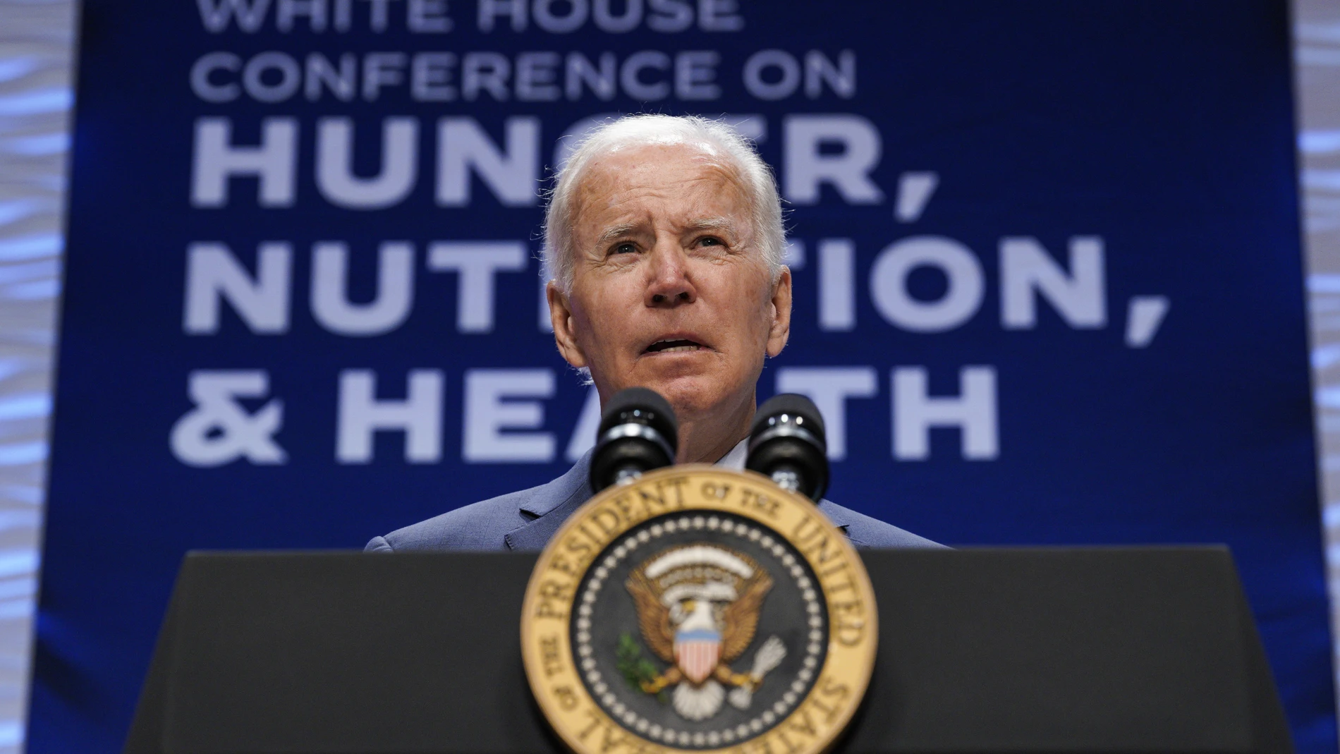 El presidente de EE UU, Joe Biden, durante el congreso en la Casa Blanca para erradicar el hambre celebrado este jueves