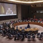 Volodimir Zelenski se dirige al Consejo de Seguridad de la ONU este martes