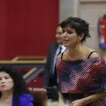 La portavoz del Grupo Mixto-Adelante Andaluía, Teresa Rodríguez, este jueves en el Pleno del Parlamento