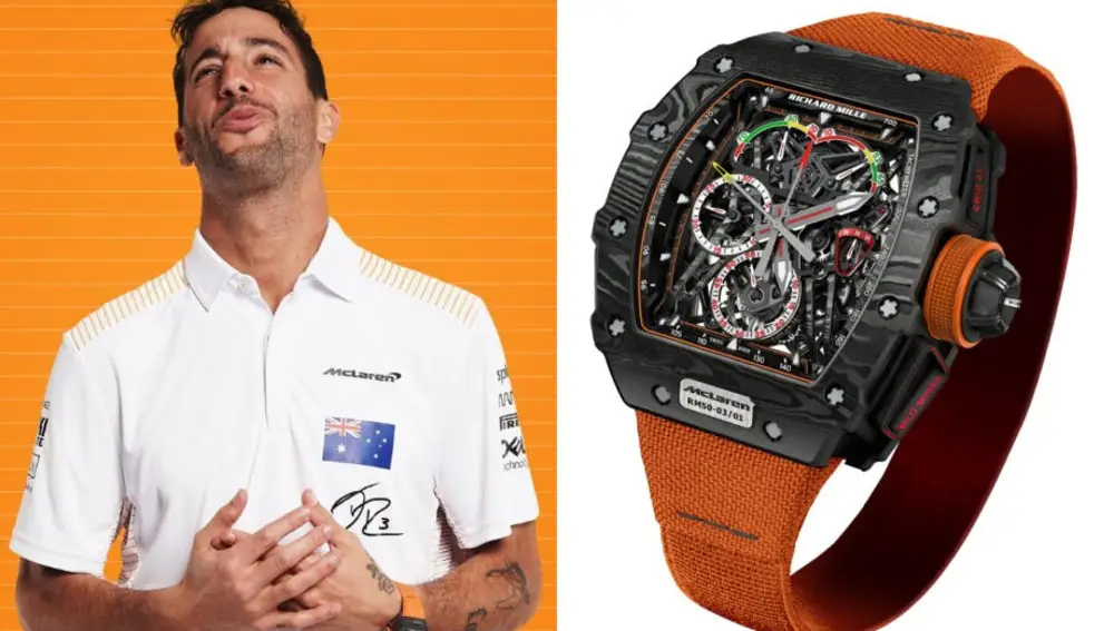 Daniel Ricciardo junto a su reloj.
