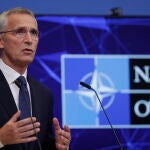 El secretario general de la OTAN, Jens Stoltenberg, durante la rueda de prensa de este viernes