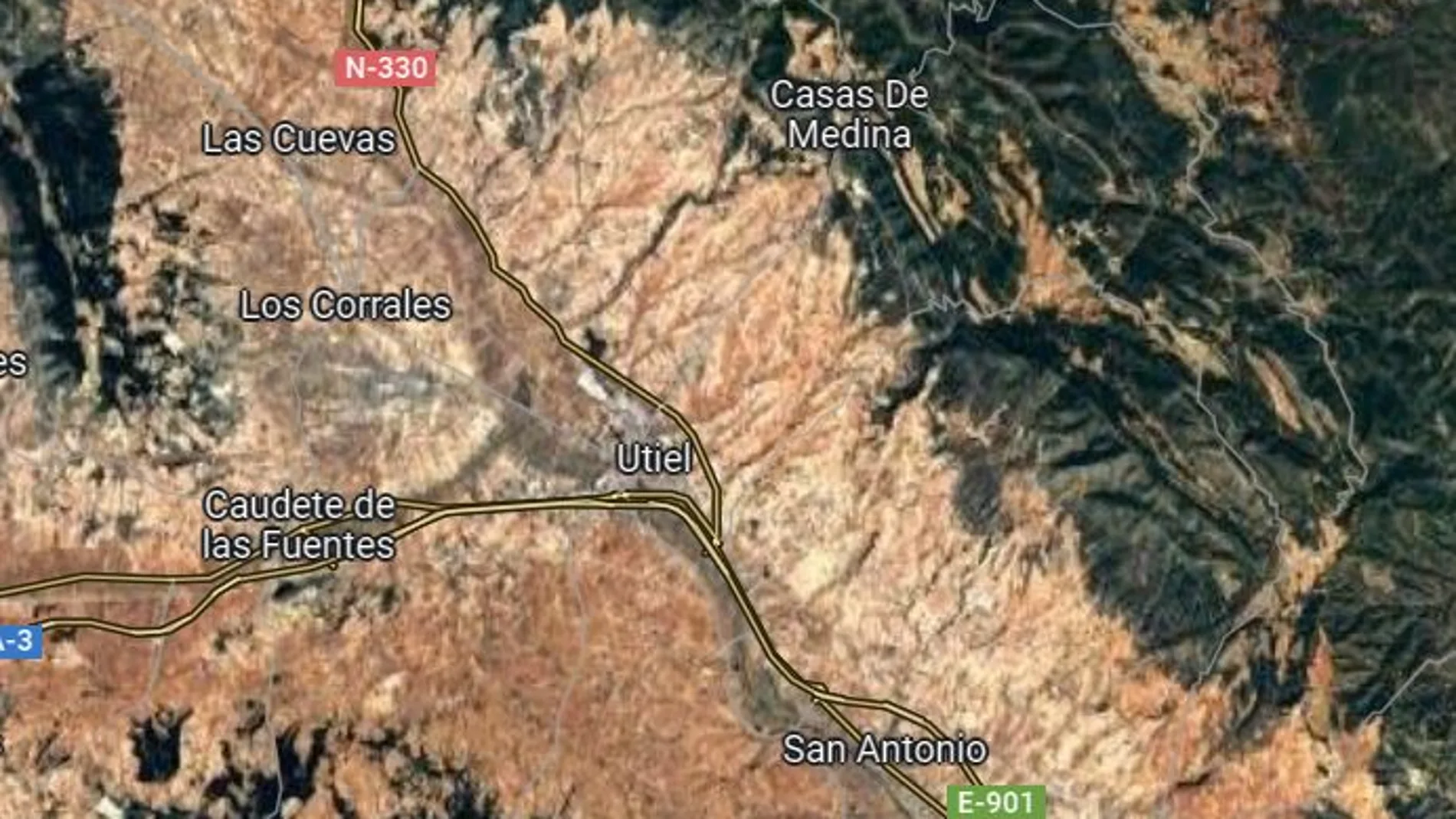 Imagen satélite de la zona en la que se ha producido el terremoto