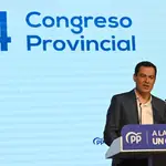 El presidente de la Junta de Andalucía, Juanma Moreno, este sábado durante la clausura del XIV Congreso del PP de Málaga .-EFE/JS