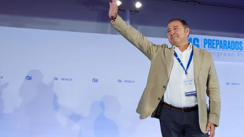 Ricardo Sánchez, durante el XVI Congreso Provincial del Partido Popular en Sevilla. Joaquín Corchero / Europa Press