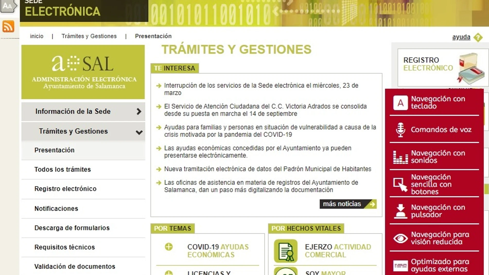 Página web del Ayuntamiento de Salamanca