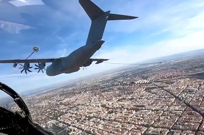 Espectaculares imágenes de Madrid desde el cielo grabadas por los cazas del Ejército del Aire