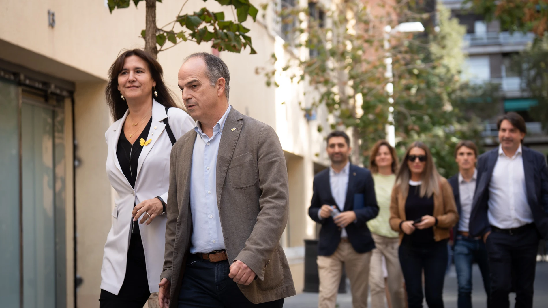 La presidenta de Junts, Laura Borràs y el secretario general de Junts, Jordi Turull, antes de la ejecutiva