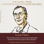 El investigador sueco Svante Pääbo, distinguido con el Premio Nobel de Medicina o Fisiología 2022 por sus descubrimientos sobre "los genomas de homínidos extintos y la evolución humana".NOBEL PRIZE03/10/2022