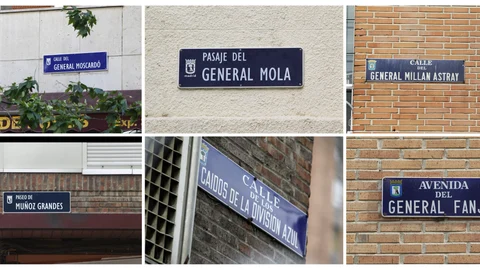 Algunas vías que se vieron afectadas por el cambio del callejero acordado por el Ayuntamiento de Madrid en abril de 2017, entonces en manos de Manuela Carmena