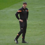 Igor Jovicevic, en el entrenamiento oficial del Shaktar en el Santiago Bernabéu