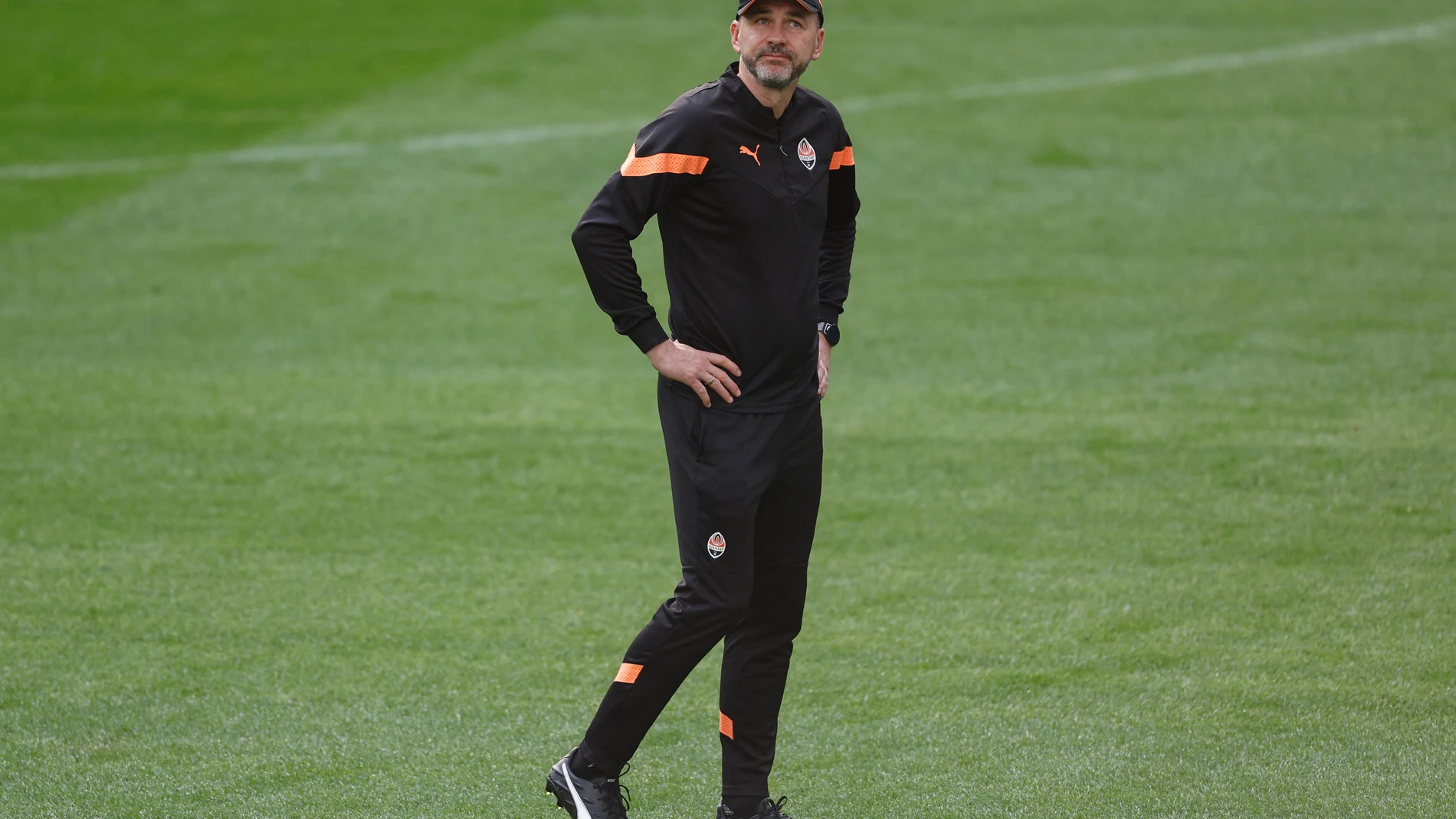 Igor Jovicevic, en el entrenamiento oficial del Shaktar en el Santiago Bernabéu