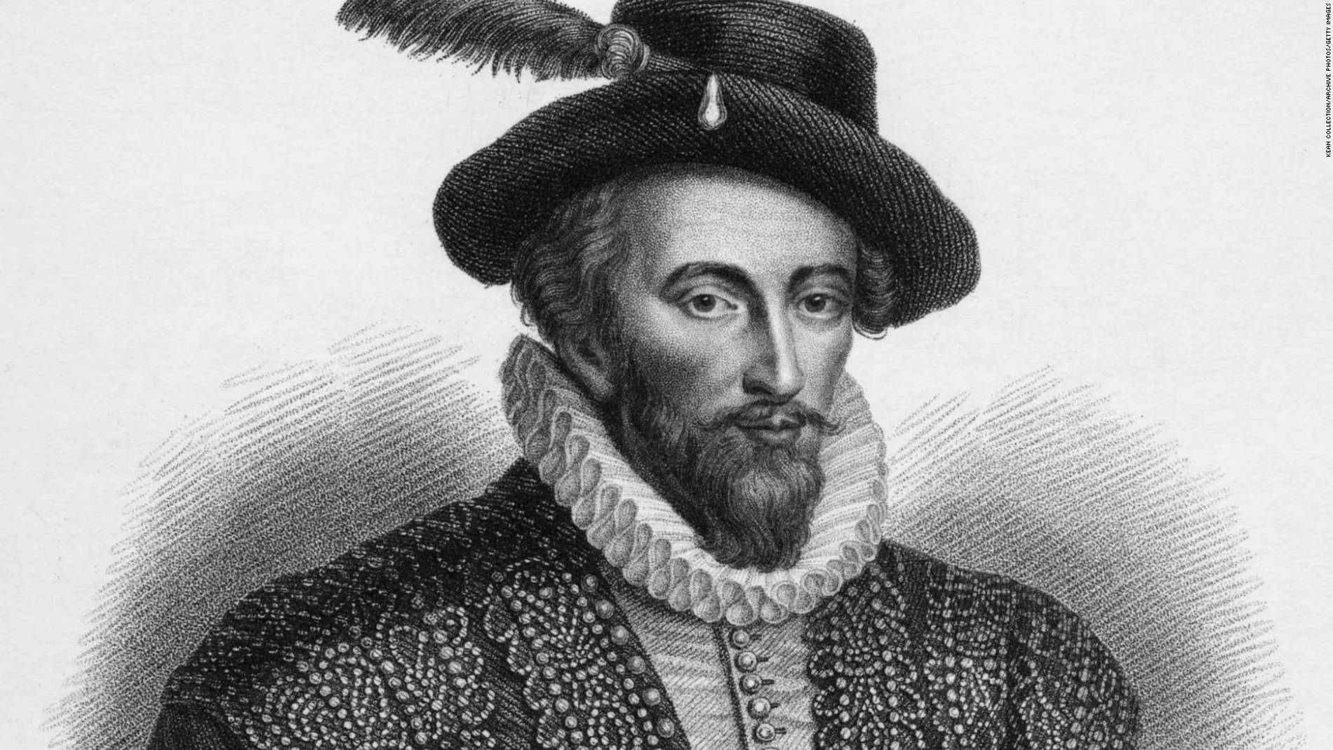 Un grabado de época protagonizado por Sir Walter Raleigh