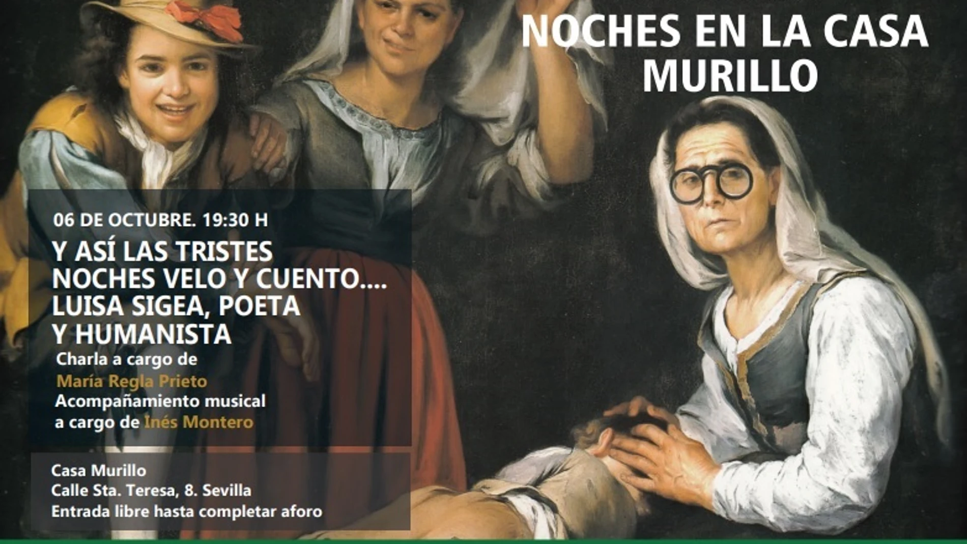 Cartel anunciador de la próxima actividad del ciclo 'Noches en la Casa Murillo' de Sevilla