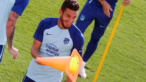 Koke, durante el último entrenamiento del Atlético antes de enfrentarse al Girona