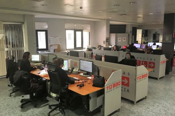 Imagen de la sala del Centro de Coordinación de Emergencias 112 Región de Murcia