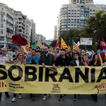  Gabriel Rufián asiste a una manifestación en València para pedir “más soberanía”
