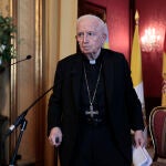 - El Cardenal Antonio Cañizares durante su comparecencia de hoy en Valencia
