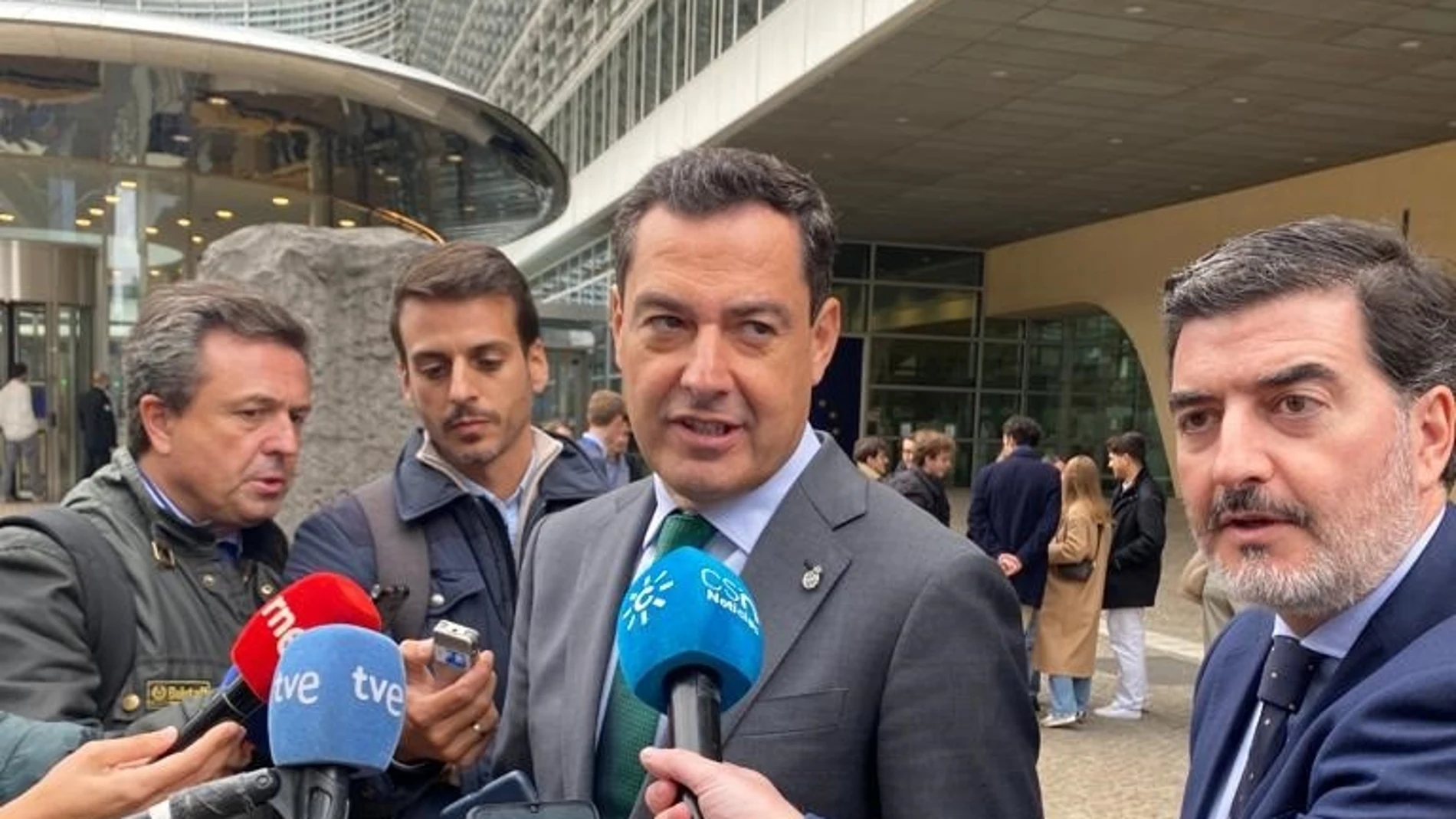 El presidente de la Junta de Andalucía, Juanma Moreno, este lunes en Bruselas