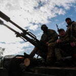 Soldado ucranianos en Kamyanka, cerca de Izyum