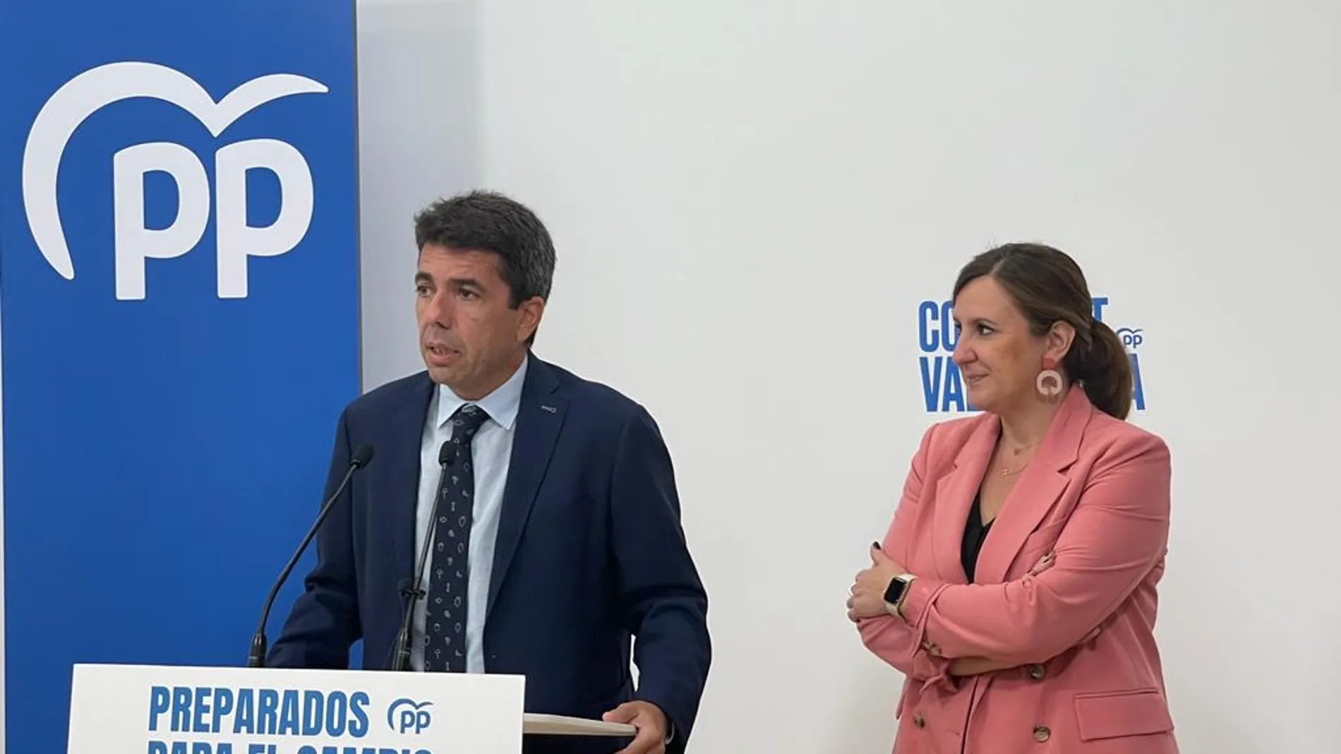 El presidente del PPCV, Carlos Mazón, y la secretaria general, María José Catalá