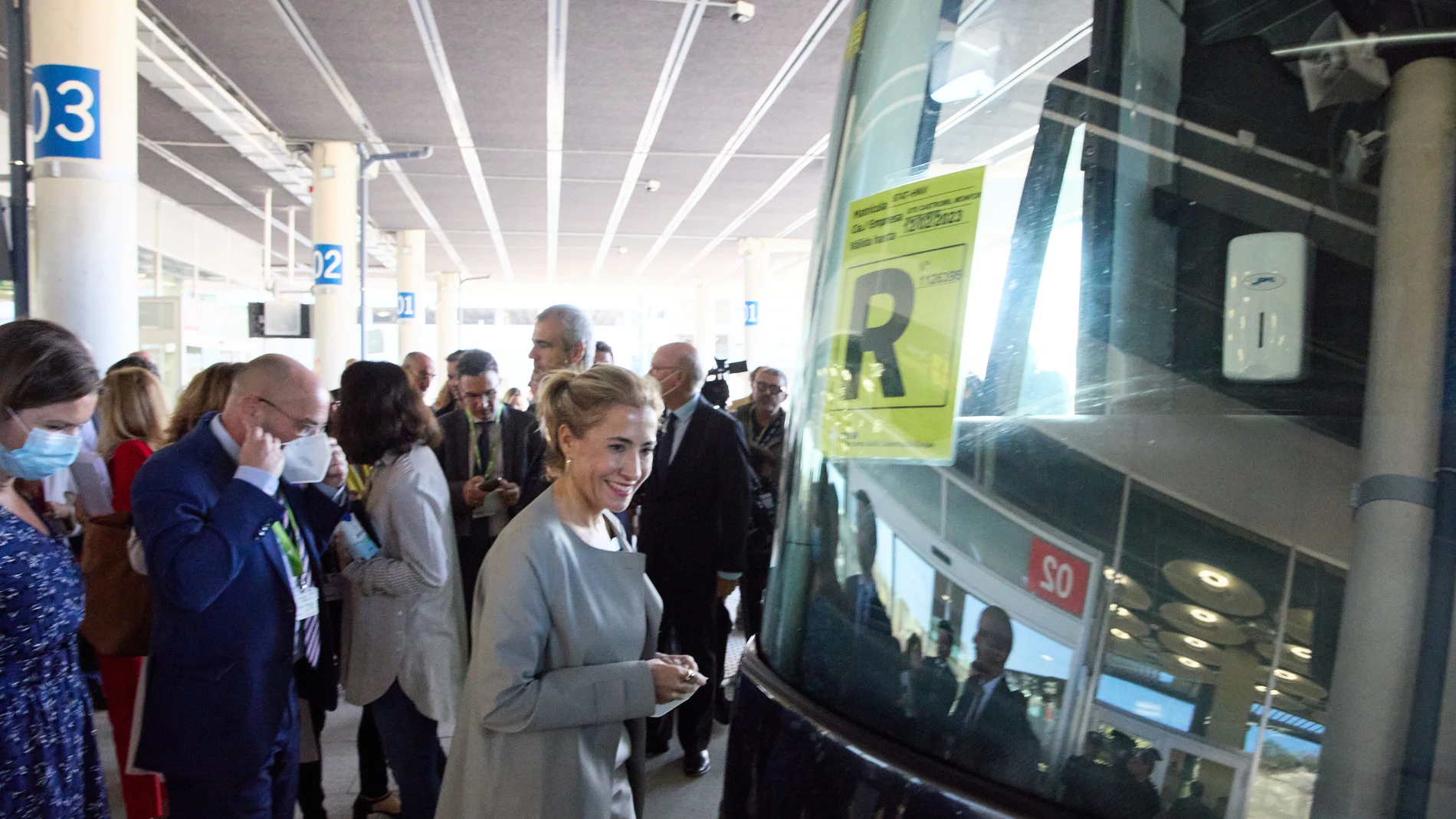La ministra de Transportes, Movilidad y Agenda Urbana, Raquel Sánchez, durante la inauguración de la nueva Terminal de Autobuses de la T4 en el Aeropuerto Adolfo Suárez Madrid- Barajas