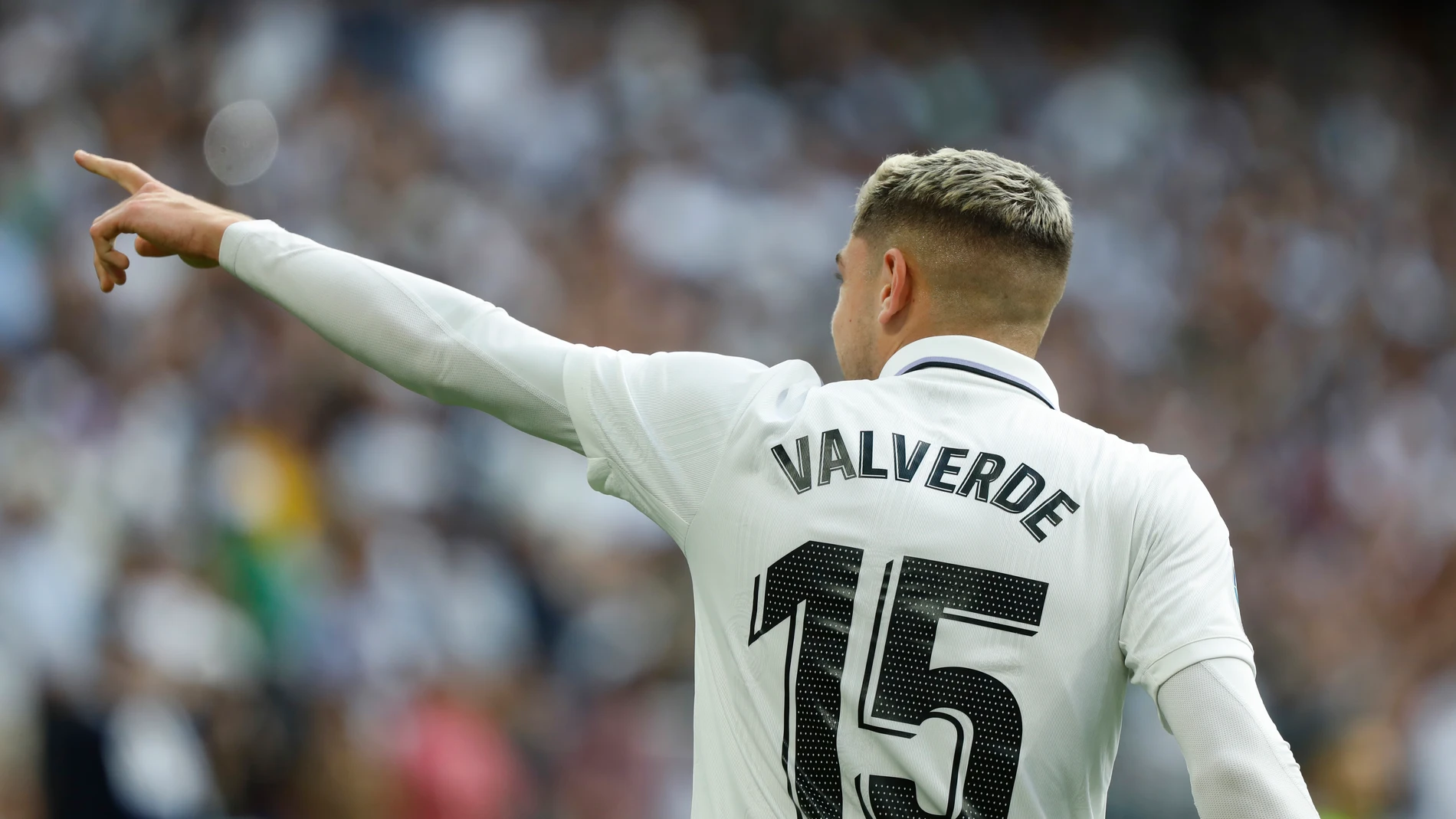 Fede Valverde celebra el gol que le marcó al Barcelona en el Clásico del Bernabéu