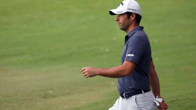 El español Adrián Otaegui durante en el Estrella Damm Andalucía Masters, torneo que se celebra en el Real Club Valderrama, en el término municipal de San Roque (Cádiz)