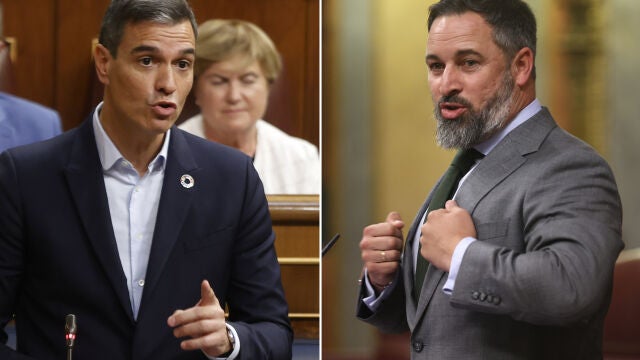 El presidente del Gobierno, Pedro Sánchez, y el líder de Vox, Santiago Abascal
