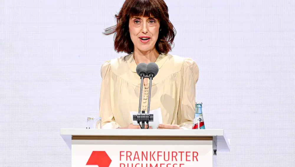 Irene Vallejo durante el discurso de la Feria de Frankfurt 2022