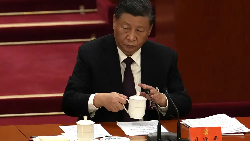 El presidente de China, Xi Jinping, en la polémica ceremonia de clausura, ayer
