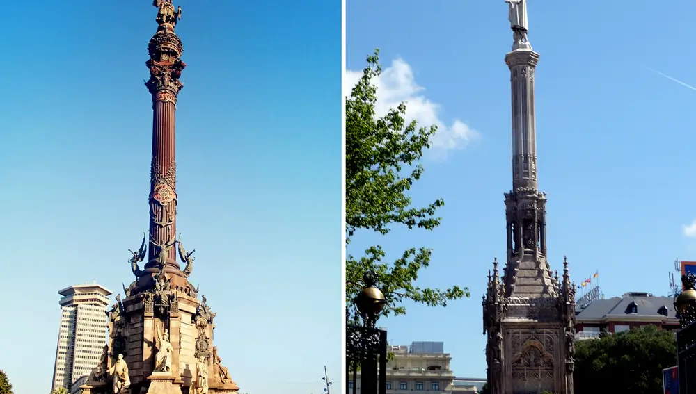 Monumento a Cristóbal Colón en Barcelona y Madrid.