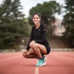Lidia Sánchez-Puebla, en las pistas de atletismo del CAR de Madrid, donde se entrena