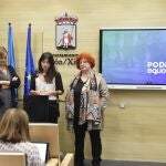 De dcha a izda: Covadonga Tomé, médica e integrante del Consejo Ciudadano de Podemos Asturies, la portavoz de Podemos-Equo Xixón en el Ayuntamiento de Gijón, Laura Tuero, y la representante sindical de CSI Ana CarpinteroPODEMOS-EQUO XIXÓN26/10/2022