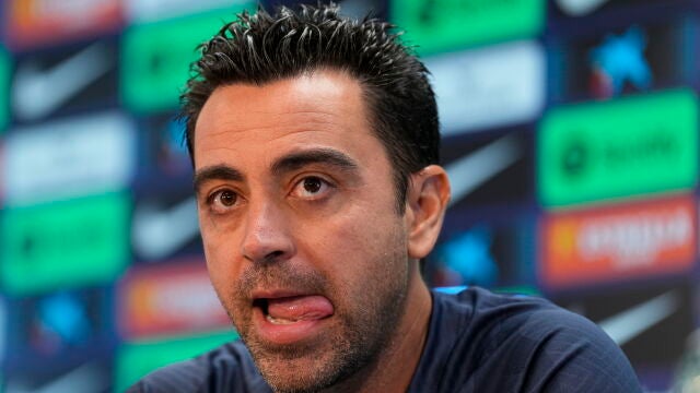 Xavi, durante la conferencia de prensa previa al partido contra el Valencia