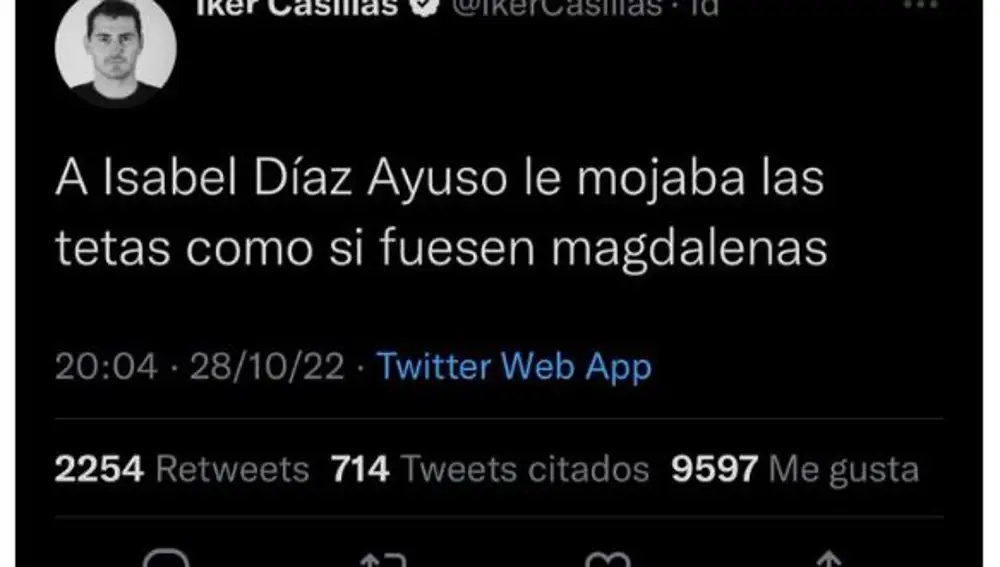 Captura del tuit falso atribuido a Iker Casillas